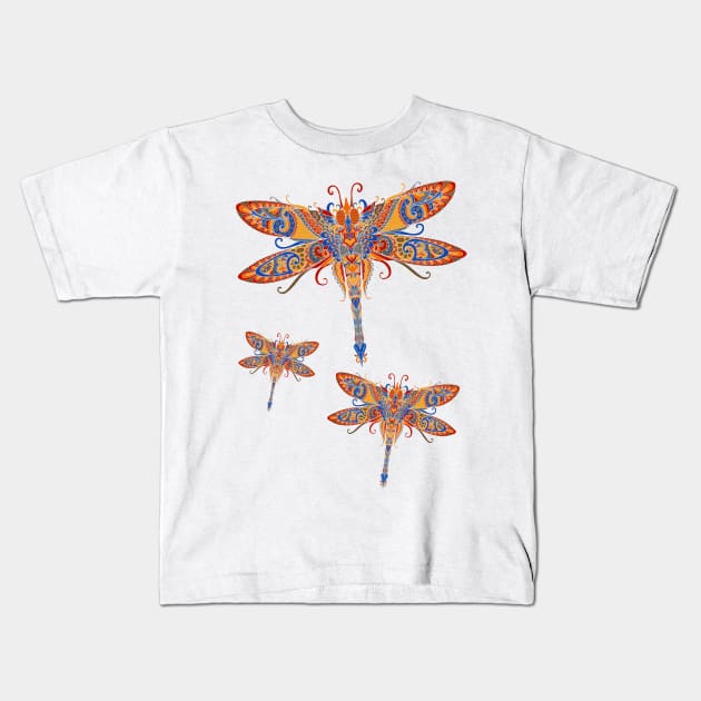 Ornate Dragonflies Kids T-Shirt by AlondraHanley